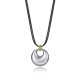 COLLAR ACERO IP PIEL NEGRA SRA FASHION