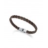 PULSERA PIEL TRENZA NEGRA-MARRÓN Y ACERO S F
