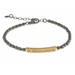 PULSERA PLATA DORADA RUTENIO BOLITAS ALARGADAS