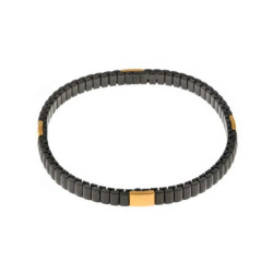 PULSERA ACERO CHAPADO NEGRO OVALOS LISO CUATRO