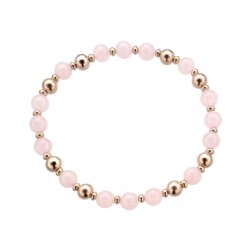 PULSERA SWEET ELASTICA CH ROSA BOLAS PLATA 