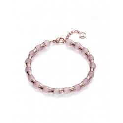 PULSERA ACERO ROSADO Y PIEDRAS NATURALES S F