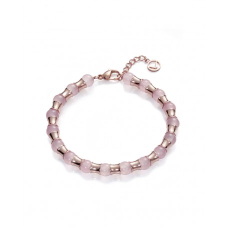 PULSERA ACERO ROSADO Y PIEDRAS NATURALES S F