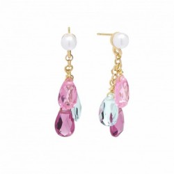 PENDIENTES EUFORIA CH ROSA, PERLA , COLOR TUAMALIN